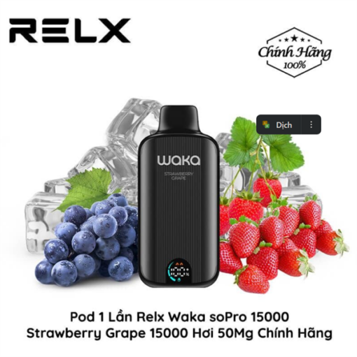 Waka soPro PA15000 15000 Hơi- Strawberry Grape ( Dâu, Nho ) 3%MG