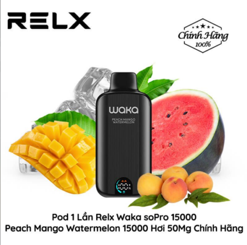 Waka soPro PA15000 15000 Hơi- Peach Mango Watermelon ( Đào, Xoài, Dưa Hấu ) 3%MG