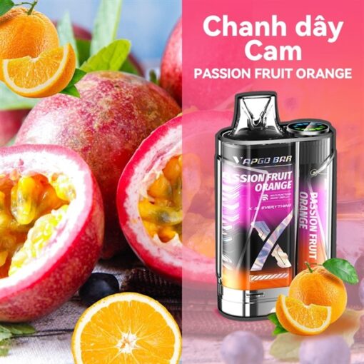 Vapgo Bar X Passion Fruit Orange ( Chanh dây Cam ) 12000 puffs - 5%MG