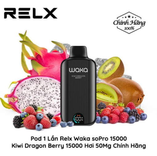 Waka soPro PA15000 15000 Hơi- Kiwi Dragon Berry ( Kiwi,Thăng Long, Việt Quất ) 3%MG