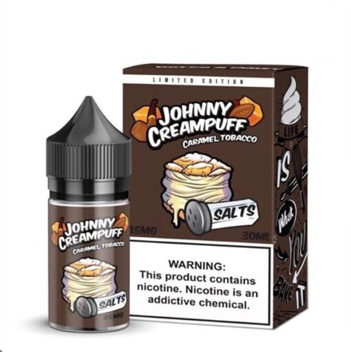 Salt Nic Johnny Creampuff 30ML - Caramel Tobacco (Bánh su kem, thuốc lá, caramel) - 50 mg