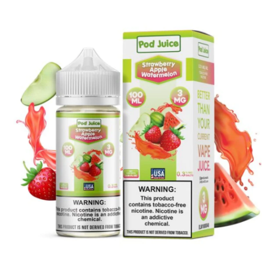 POD JUICE SYNTHETIC STRAWBERRY APPLE WATERMELON FREEZE (100ML) – TÁO DÂU & DƯA HẤU LẠNH - 6MG