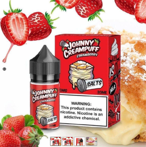 Salt Nic Johnny Creampuff 30ML - Strawberry - Bánh Su Kem Mứt Dâu - 35MG