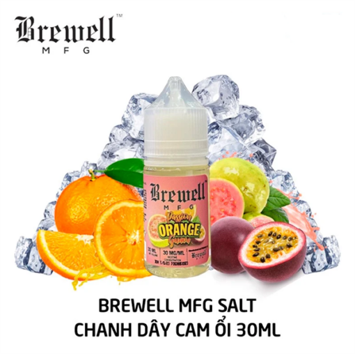 Salt Nic Brewell MFG 30ML - Passion Orange Guava - Chanh Dây Cam Ổi Lạnh - 50MG